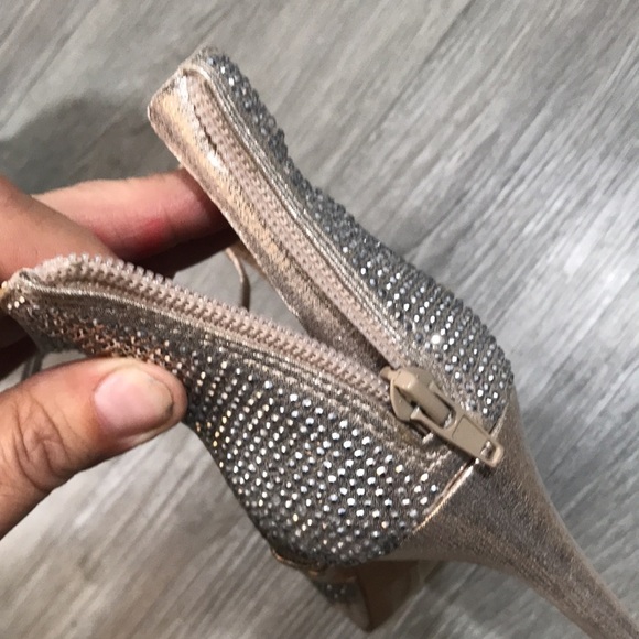 INC Silver Rhinestone Peep Toe Evening Shoes size 7.5 - Picture 8 of 10